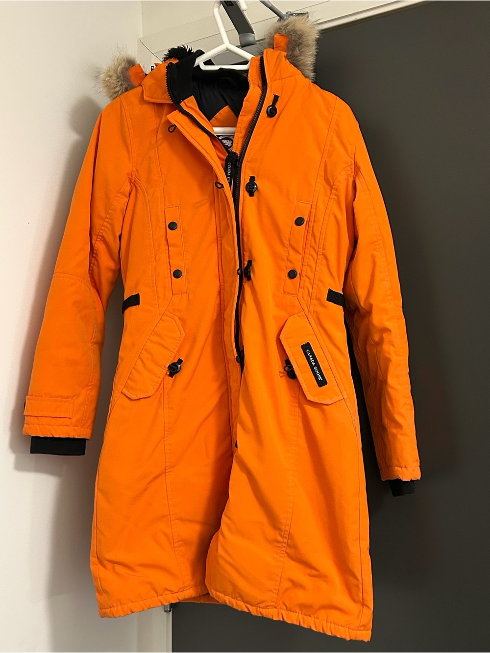 Canada Goose Orange Women's Long Puffer Coat